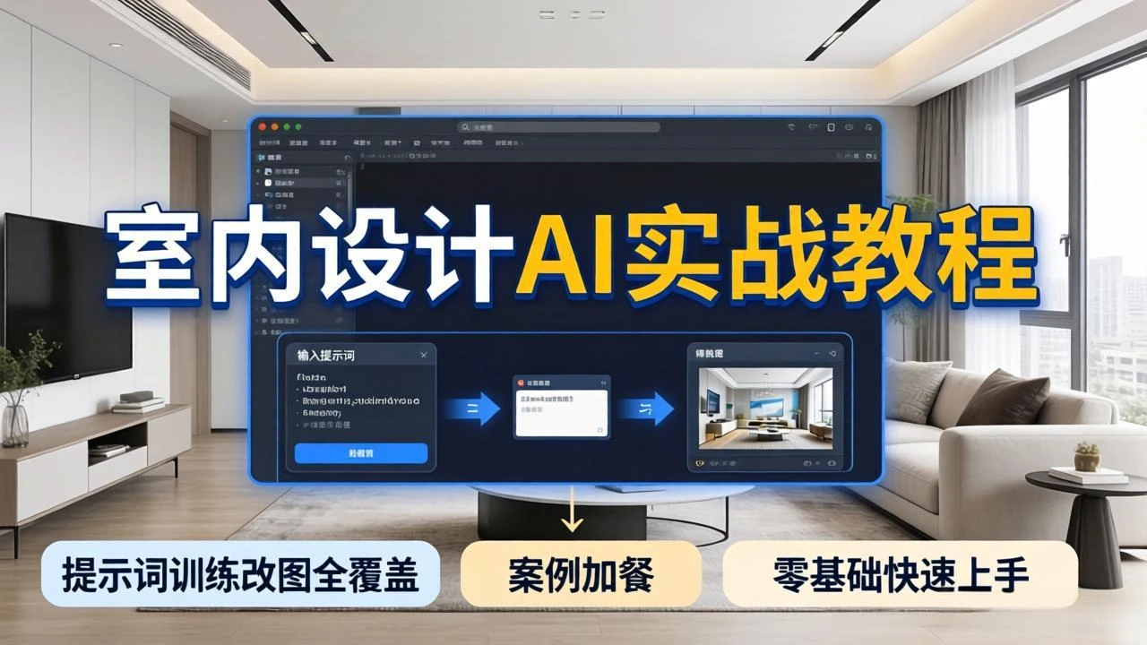 【精】2026室内设计AI实战教程,提示词训练改图全覆盖,搭配案例加餐,零基础也能快速上手 【精】2026室内设计AI实战教程,提示词训练改图全覆盖,搭配案例加餐,零基础也能快速上手