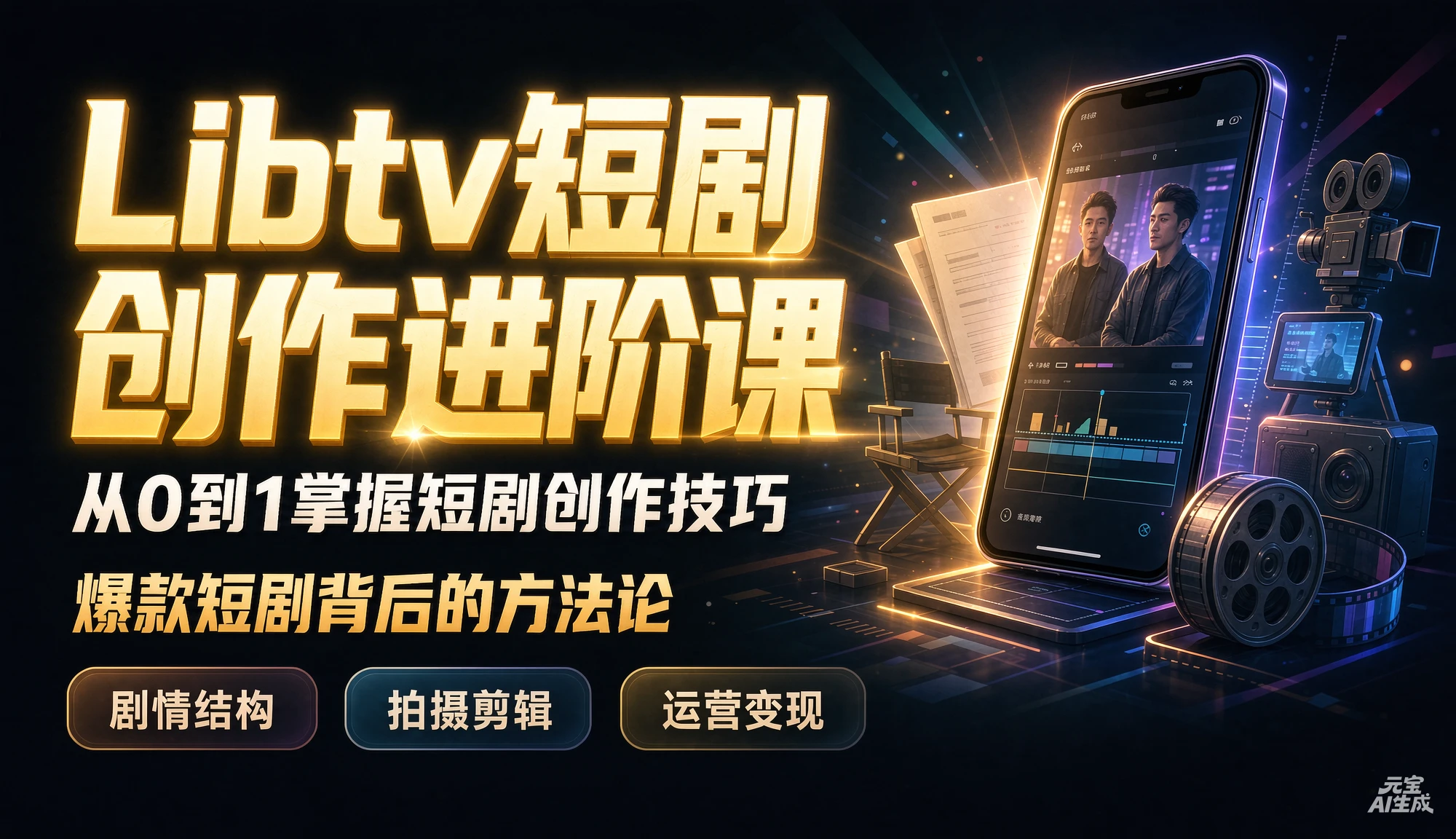 【精】Libtv短剧创作进阶课,搭建一套成熟标准化AI短剧制作工作流,带你从素材创作走向专业镜头叙事
