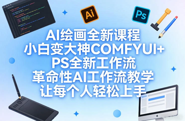 AI绘画全新课程,小白变大神COMFYUI+PS全新工作流,革命性AI工作流教学,让每个人轻松上手 AI绘画全新课程,小白变大神COMFYUI+PS全新工作流,革命性AI工作流教学,让每个人轻松上手