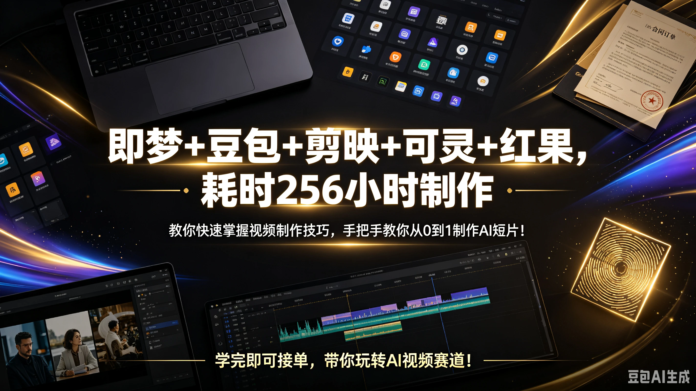 【精】即梦+豆包+剪映+可灵+红果,耗时256小时制作,教你快速掌握视频制作技巧,手把手教你从0到1制作AI短片!学完即可接单,带你玩转AI视频赛道!