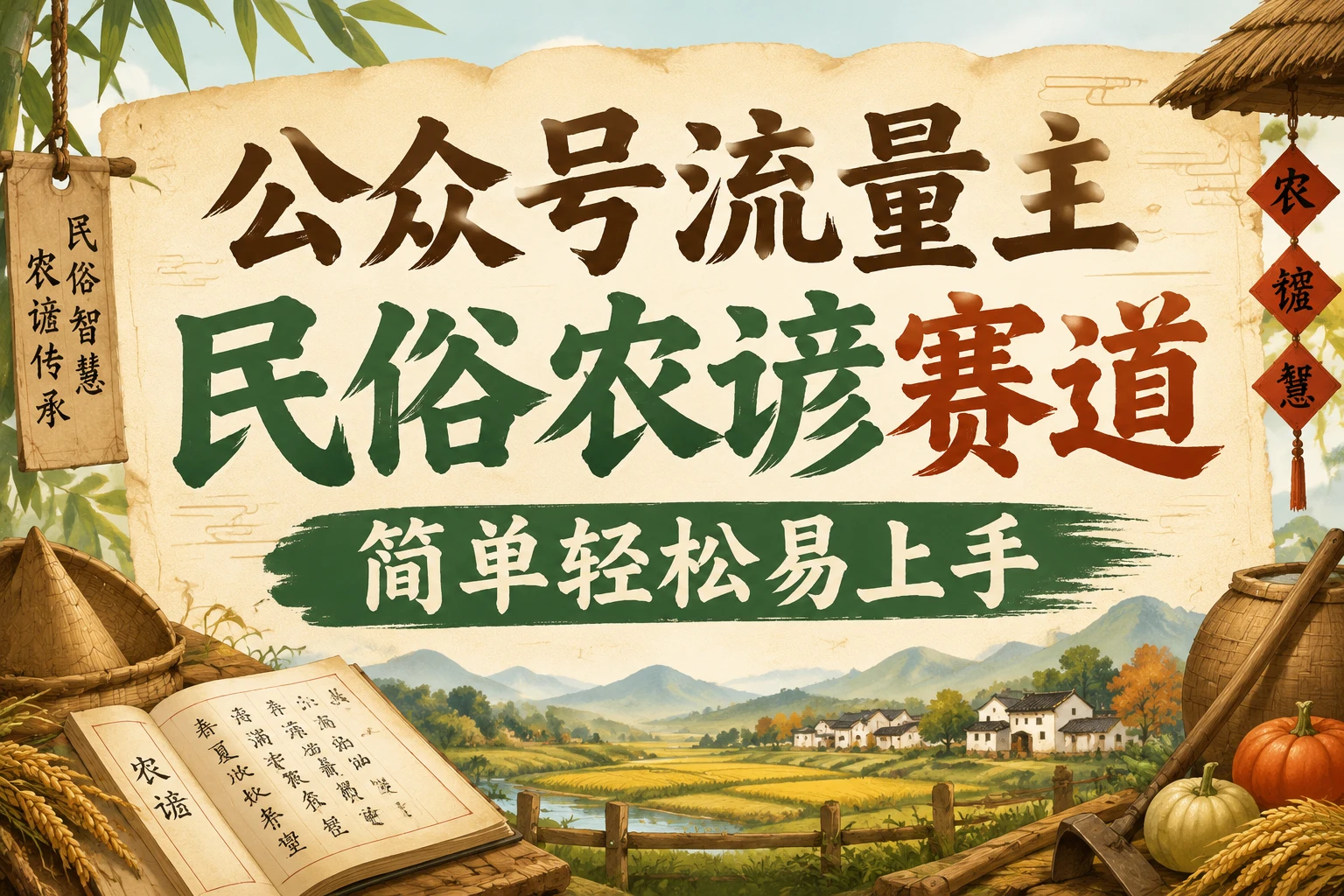 公众号流量主民俗农谚赛道,靠老祖宗留下的农谚写预测,选题不愁,结构固定,小白好上手!