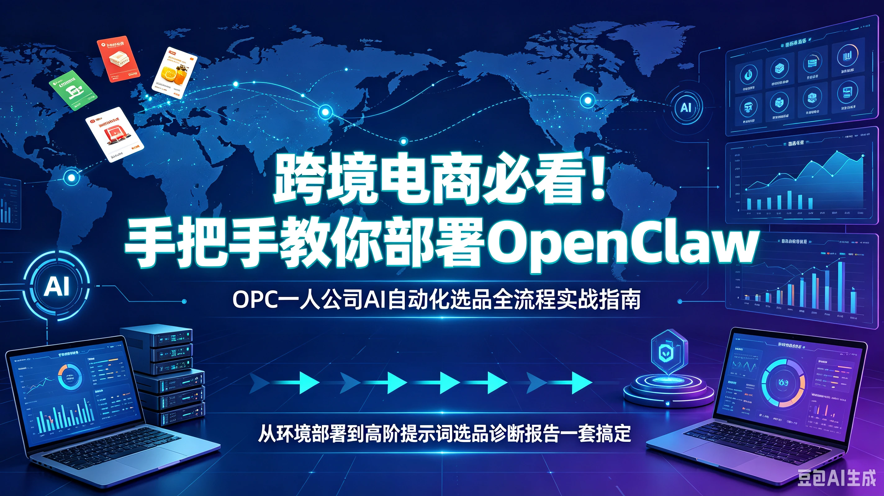 【精】跨境电商必看！手把手教你部署OpenClaw，OPC一人公司AI自动化选品全流程实战指南，从环境部署到高阶提示词选品诊断报告一套搞定
