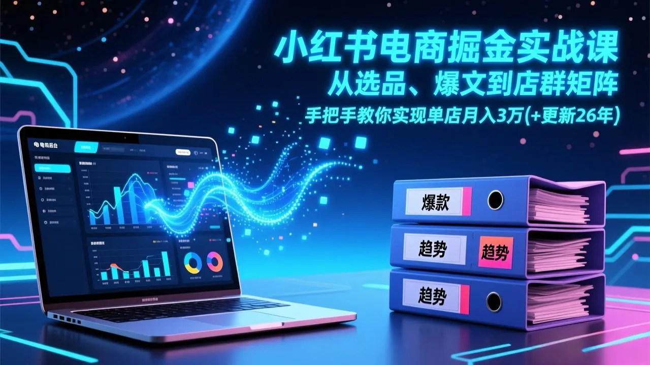 【精】小红书电商掘金实战课,从选品、爆文到店群矩阵,手把手教你实现单店月入3万+(更新26年) 【精】小红书电商掘金实战课,从选品、爆文到店群矩阵,手把手教你实现单店月入3万+(更新26年)