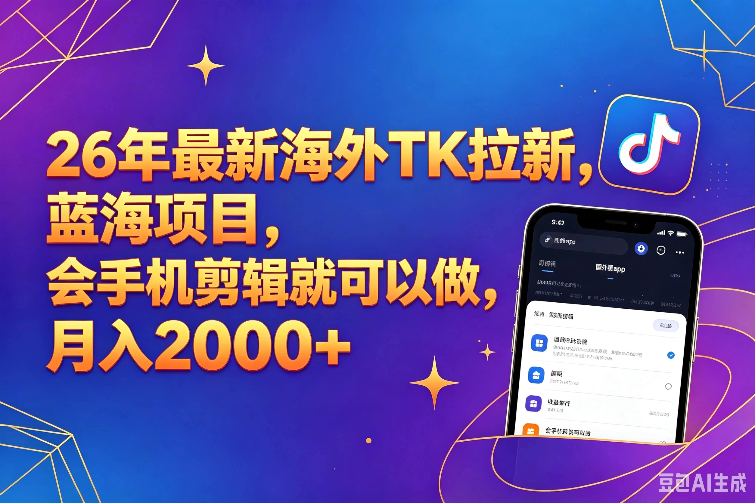 【精】26年最新海外Tk剪映拉新,蓝海项目,会手机剪辑就可以做,月入20000+(附最新玩法)