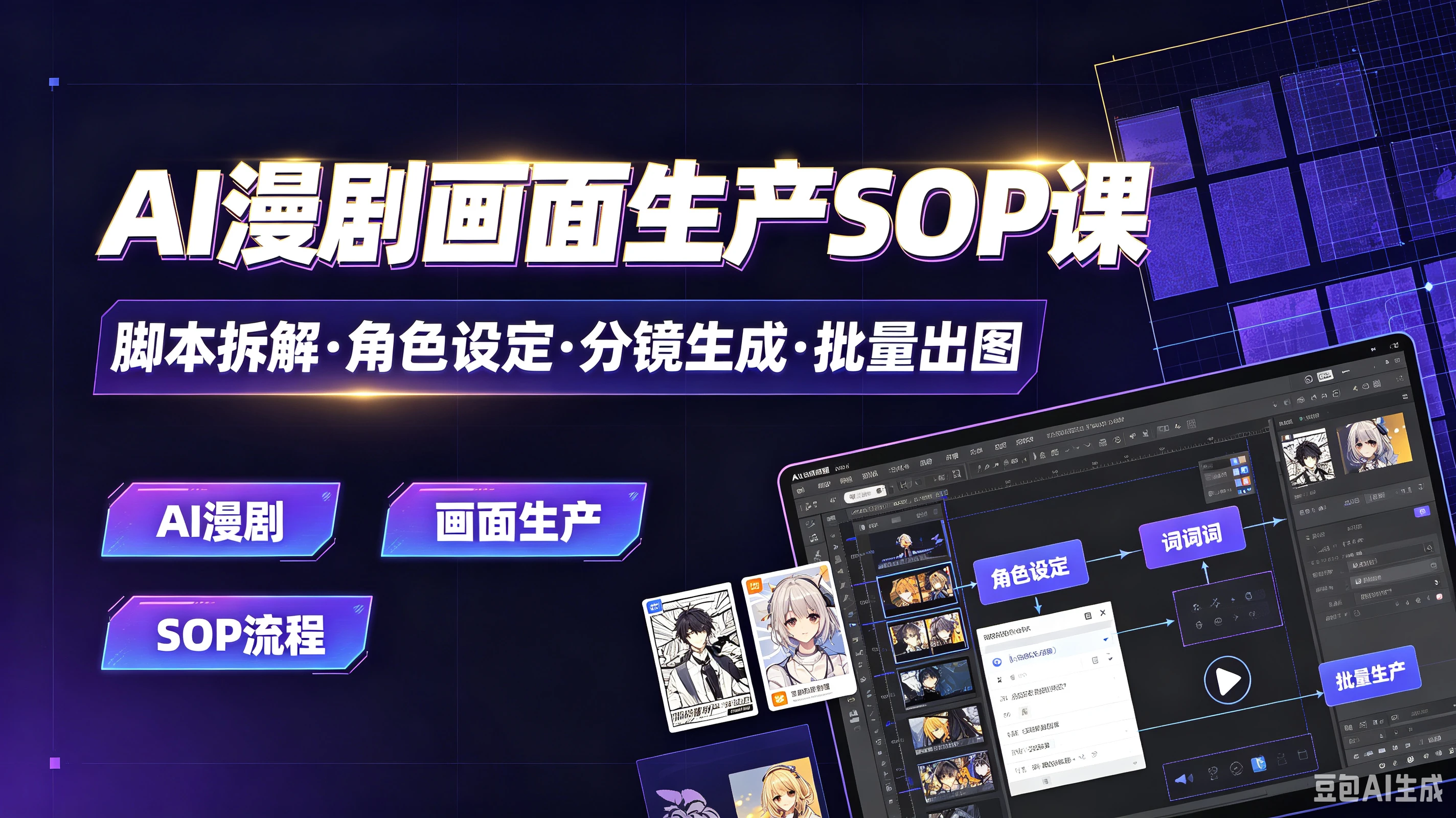 【精】AI漫剧画面生产SOP课,脚本拆解·角色设定·分镜生成·批量出图,AI漫剧、画面生产、SOP流程 【精】AI漫剧画面生产SOP课,脚本拆解·角色设定·分镜生成·批量出图,AI漫剧、画面生产、SOP流程