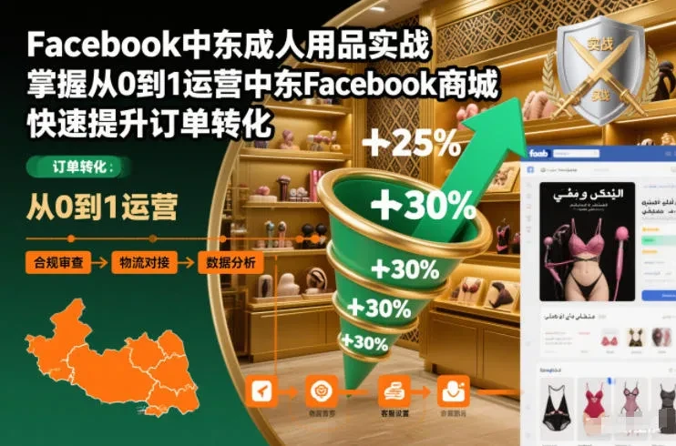 【精】Facebook中东成人用品实战，掌握从0到1运营中东Facebook商城，快速提升订单转化