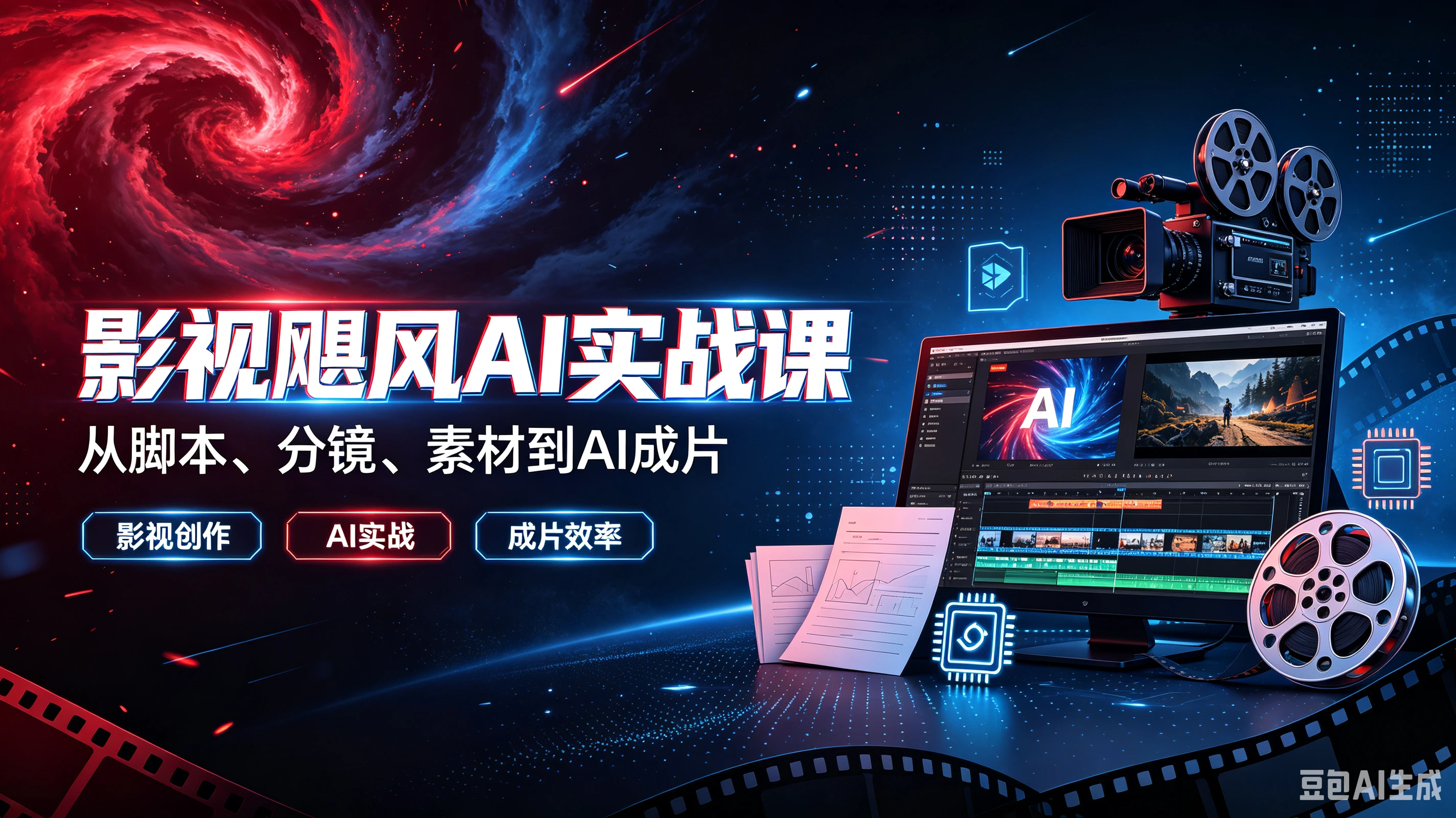 【精】影视飓风AI实战课从脚本、分镜、素材到AI成片，影视创作、AI实战、成片效率