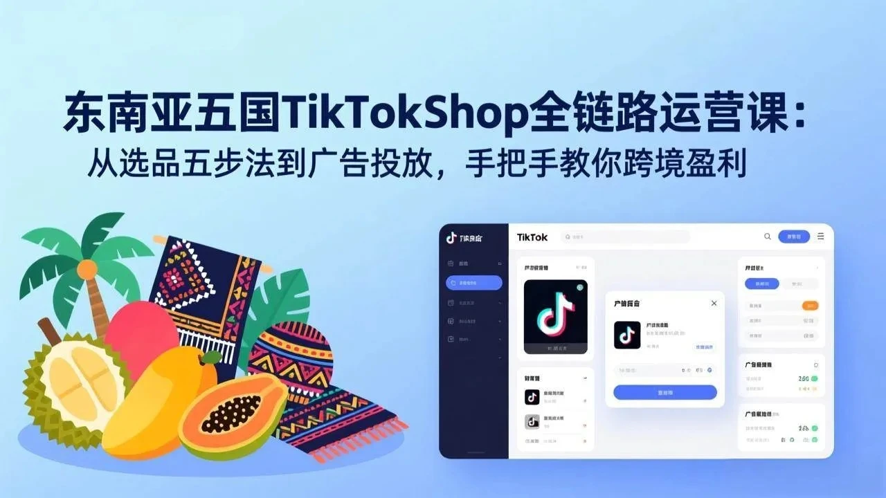 【精】东南亚五国TikTok Shop全链路运营课:从选品五步法到广告投放,手把手教你跨境盈利 【精】东南亚五国TikTok Shop全链路运营课:从选品五步法到广告投放,手把手教你跨境盈利