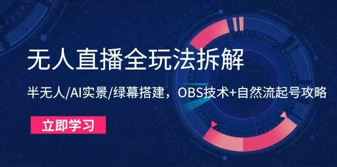 无人直播全玩法拆解:半无人/AI实景/绿幕搭建,OBS技术+自然流起号攻略 无人直播全玩法拆解:半无人/AI实景/绿幕搭建,OBS技术+自然流起号攻略