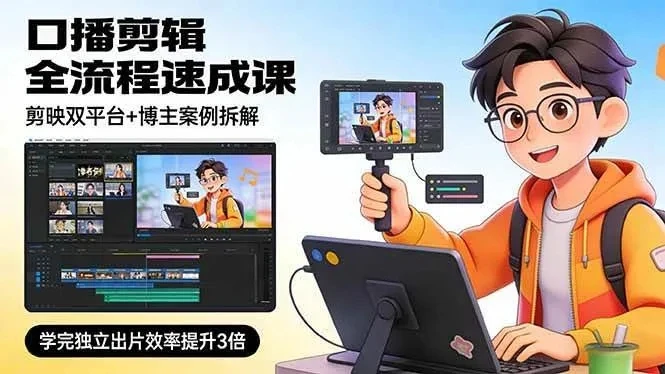 【精】口播剪辑全流程速成课,剪映双平台+博主案例拆解,学完独立出片效率提升3倍 【精】口播剪辑全流程速成课,剪映双平台+博主案例拆解,学完独立出片效率提升3倍