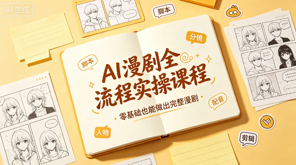 【精】AI漫剧全流程实操课程读书卡，零基础也能做出完整漫剧