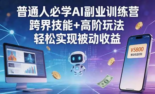【精】普通人必学AI副业训练营,跨界技能+高阶玩法,轻松实现被动收益