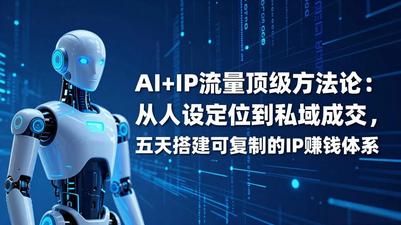 【精】AI+IP顶级方法论：从人设定位到私域成交，五天搭建可复制的IP赚钱体系