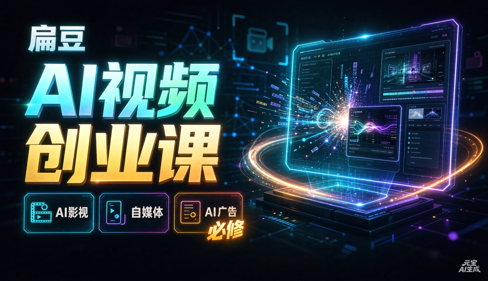 【精】扁豆:AI视频创业课(AI影视、AI自媒体、AI广告 必修)