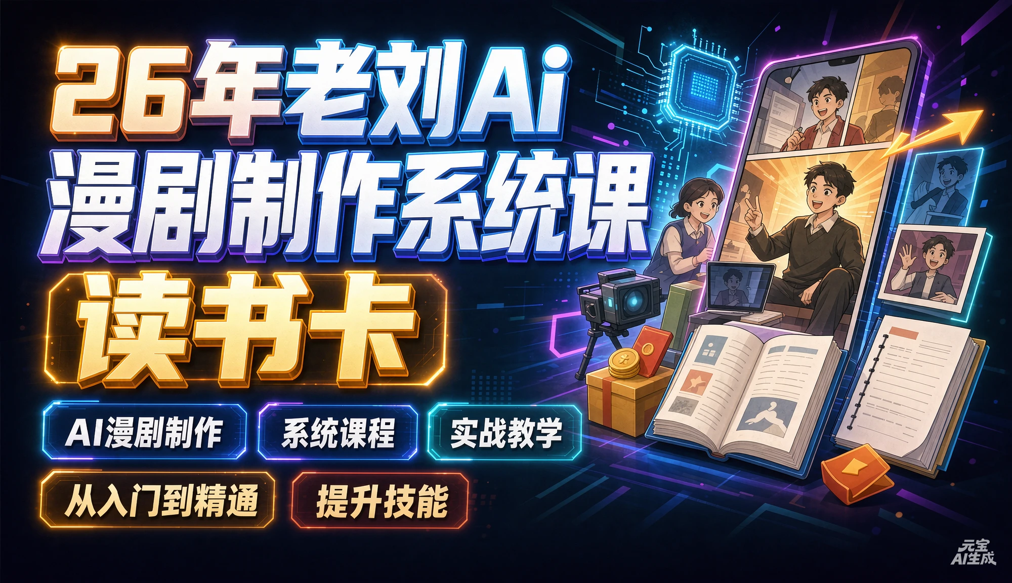 【精】26年老刘Ai漫剧制作系统课读书卡,AI漫剧制作从入门到精通、实战教学系统课程 【精】26年老刘Ai漫剧制作系统课读书卡,AI漫剧制作从入门到精通、实战教学系统课程