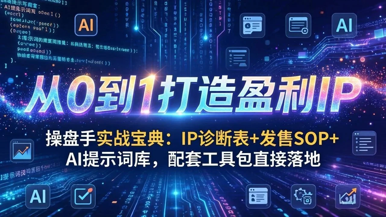 【精】操盘手实战宝典:IP诊断表+发售SOP+AI提示词库,配套工具包直接落地,从0到1打造盈利IP 【精】操盘手实战宝典:IP诊断表+发售SOP+AI提示词库,配套工具包直接落地,从0到1打造盈利IP